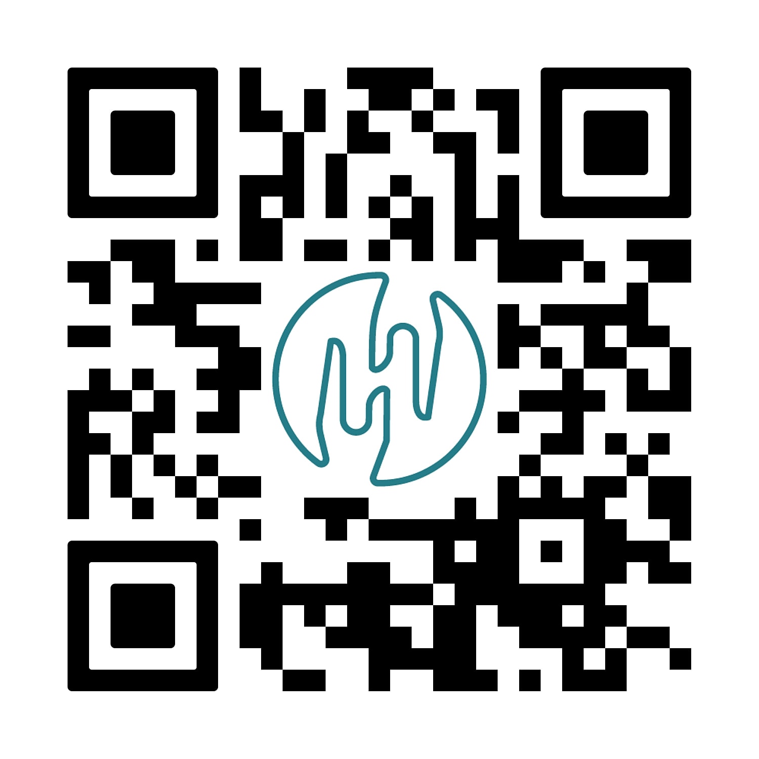 QR code with logo in center.
