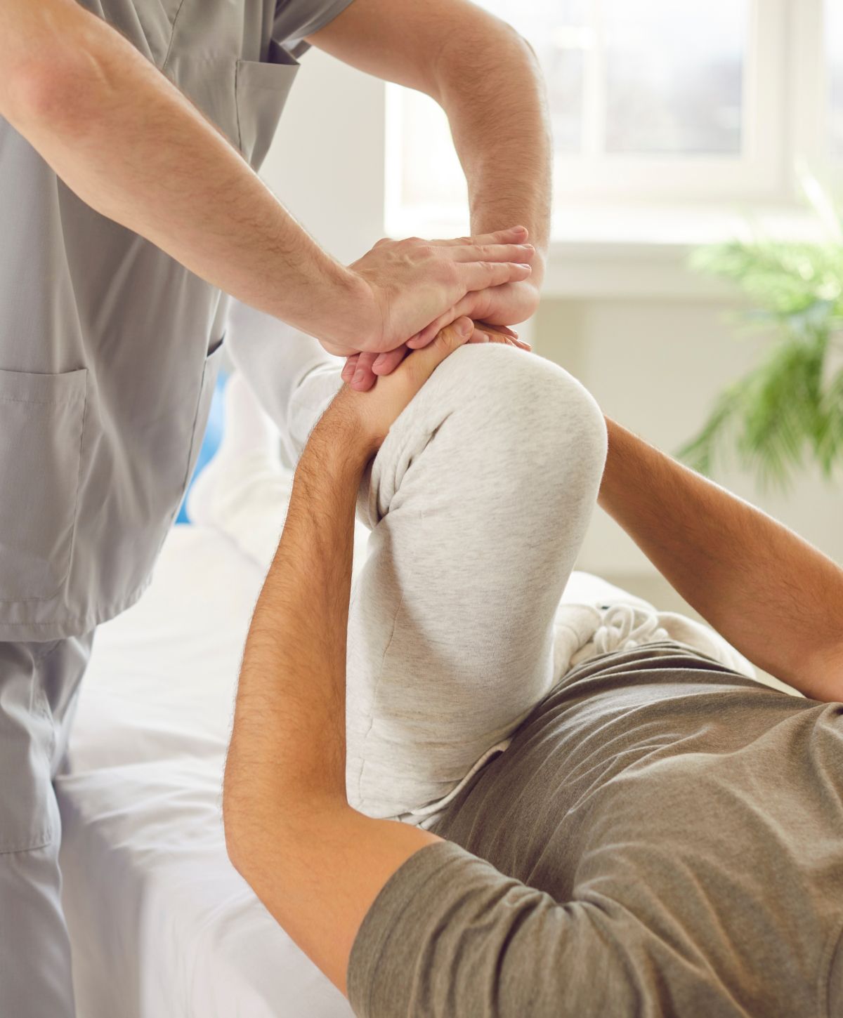 Physical therapy session for leg rehabilitation.